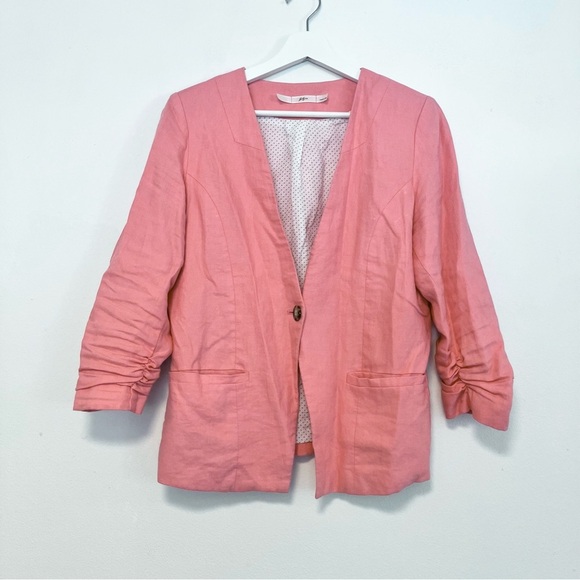 Gibson Coral Pink Linen Blazer size large - Picture 1 of 3